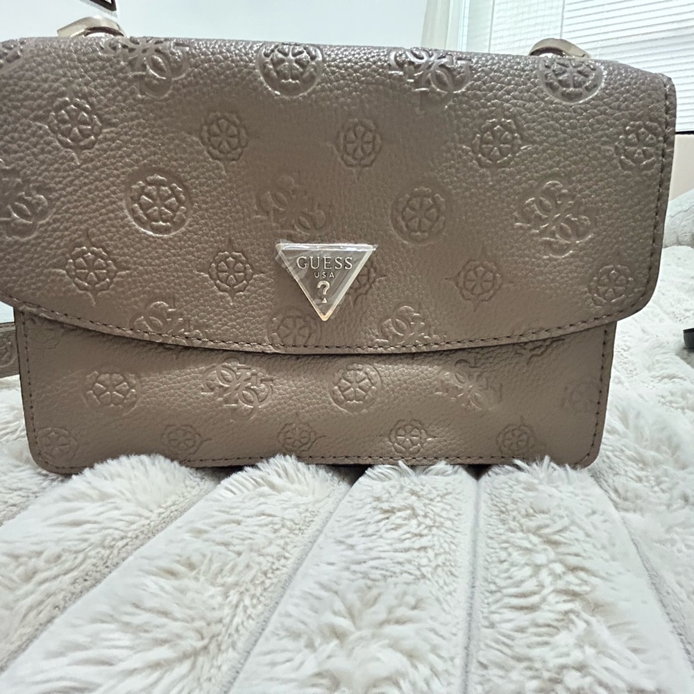 Guess Tan Crossbody Bag with Embossed Design